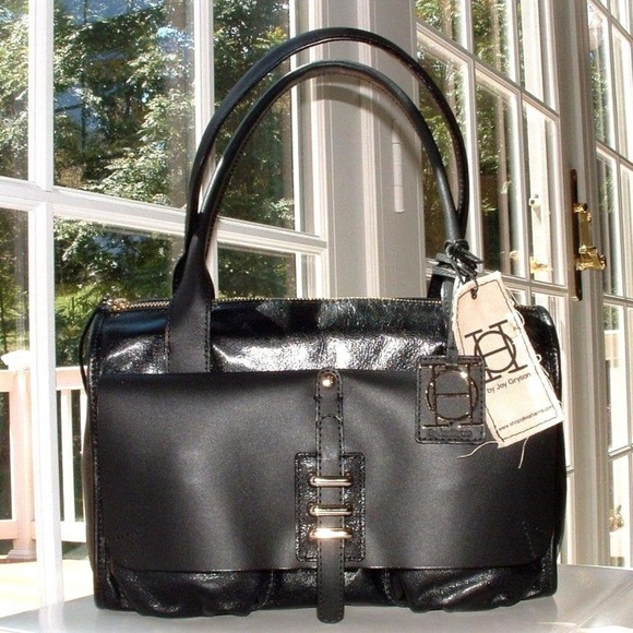 JOY GRYSON BLACK OLIVIA HARRIS LEATHER BAG NWT - Picture 1 of 8